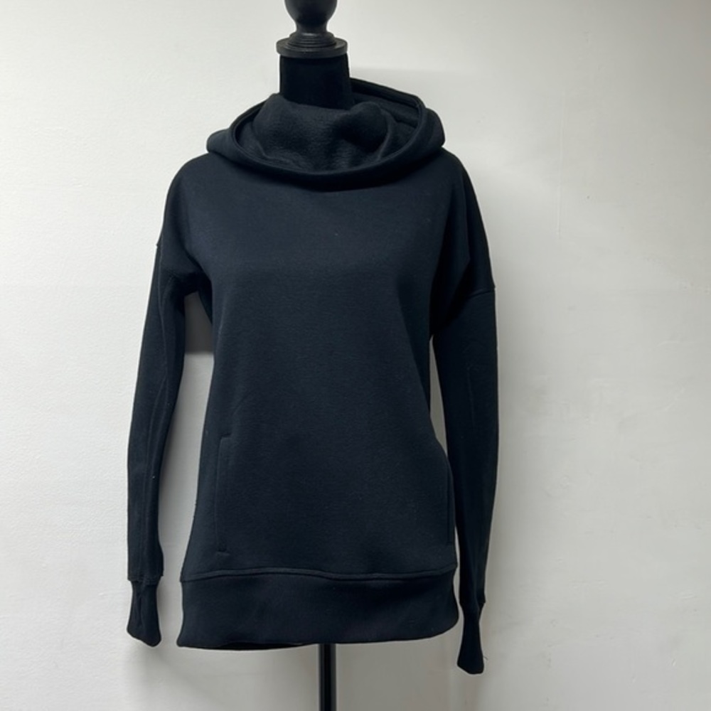 ZYIA Black Funnel Neck Pullover Hoodie